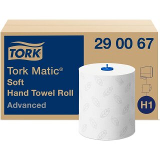 Tork Matic 290067 Soft Paper Hand Towels White with Grey Leaf H1 - 6x150m